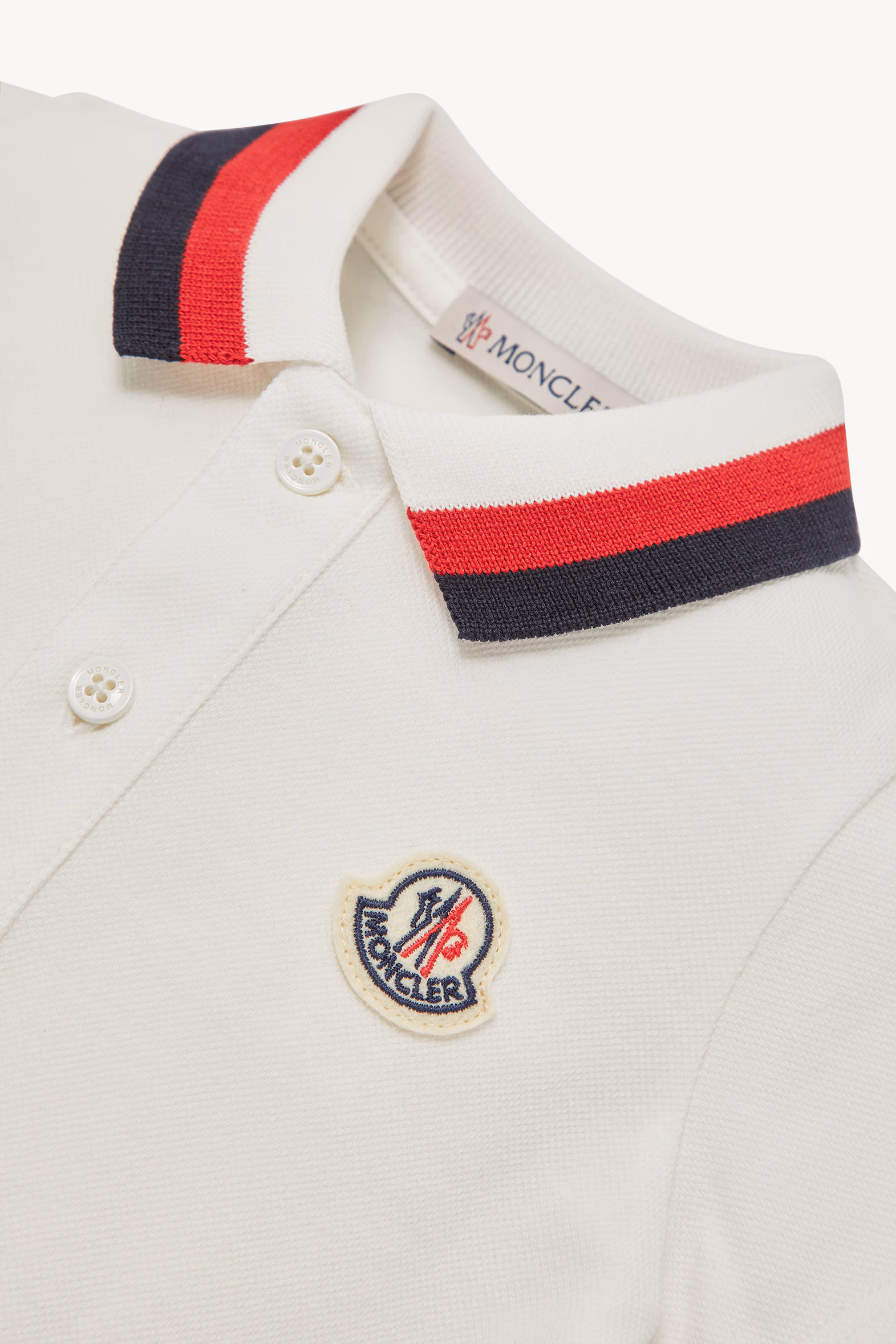 Pelele de algodón con ribete tricolor Niño Blanco Moncler 3
